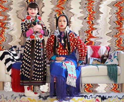Wendy Red Star with daughter in traditional dress